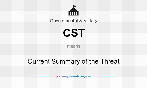 What does CST mean? It stands for Current Summary of the Threat