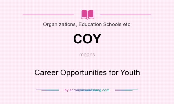 What does COY mean? It stands for Career Opportunities for Youth