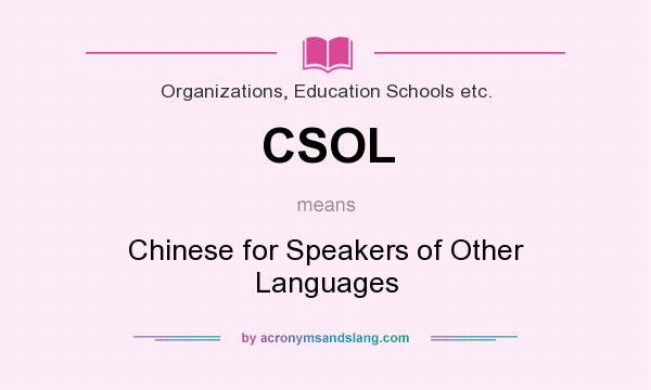 What does CSOL mean? It stands for Chinese for Speakers of Other Languages