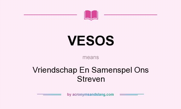 What does VESOS mean? It stands for Vriendschap En Samenspel Ons Streven