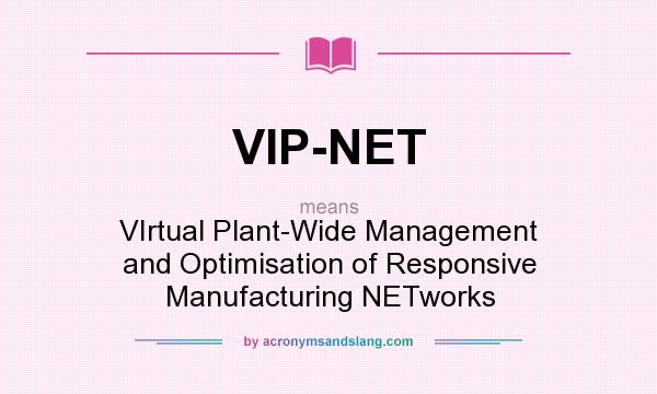 What does VIP-NET mean? It stands for VIrtual Plant-Wide Management and Optimisation of Responsive Manufacturing NETworks