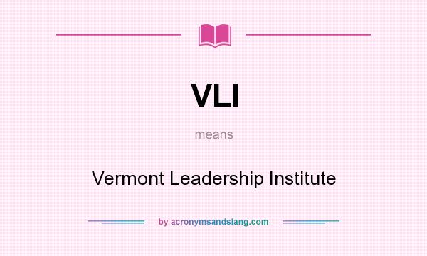 What does VLI mean? It stands for Vermont Leadership Institute