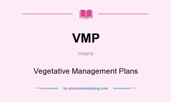 What does VMP mean? It stands for Vegetative Management Plans