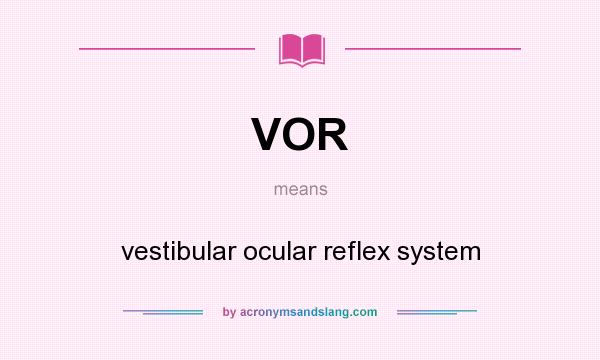 What does VOR mean? It stands for vestibular ocular reflex system
