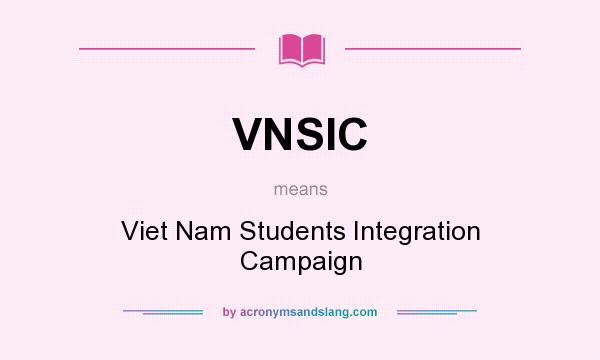 What does VNSIC mean? It stands for Viet Nam Students Integration Campaign