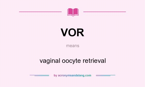 What does VOR mean? It stands for vaginal oocyte retrieval