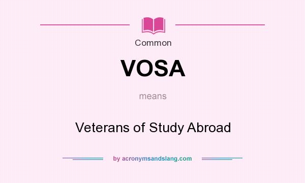 What does VOSA mean? It stands for Veterans of Study Abroad