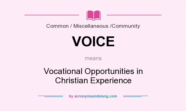 What does VOICE mean? It stands for Vocational Opportunities in Christian Experience