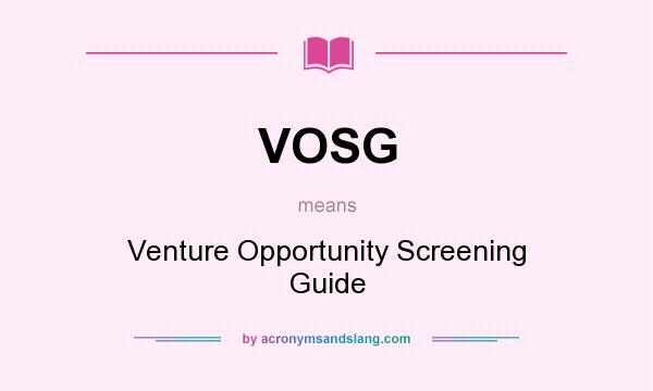 What does VOSG mean? It stands for Venture Opportunity Screening Guide