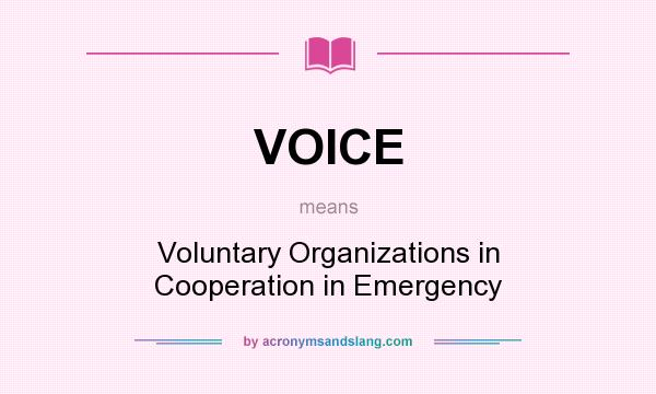 What does VOICE mean? It stands for Voluntary Organizations in Cooperation in Emergency