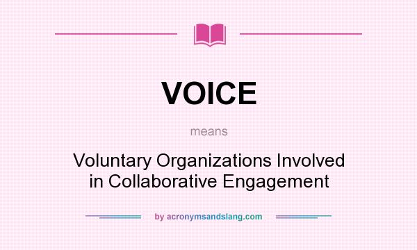 What does VOICE mean? It stands for Voluntary Organizations Involved in Collaborative Engagement