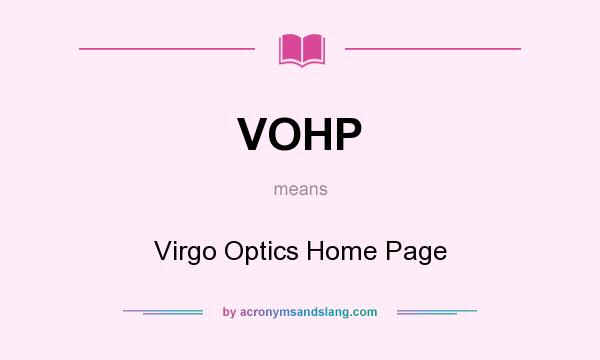 What does VOHP mean? It stands for Virgo Optics Home Page