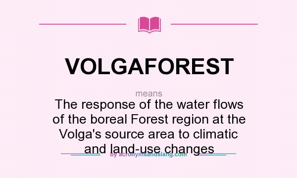 What does VOLGAFOREST mean? It stands for The response of the water flows of the boreal Forest region at the Volga`s source area to climatic and land-use changes