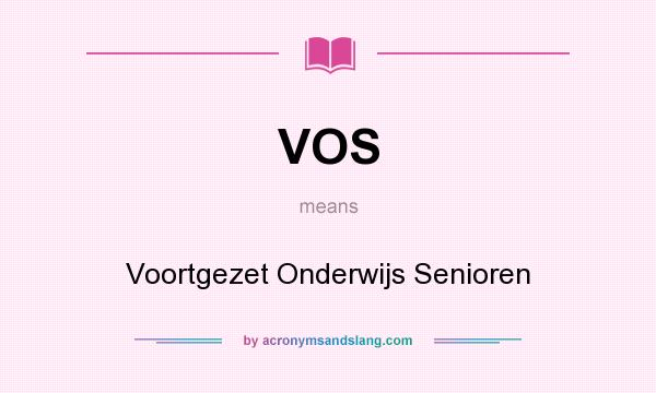 What does VOS mean? It stands for Voortgezet Onderwijs Senioren