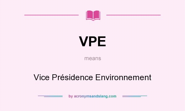 What does VPE mean? It stands for Vice Présidence Environnement