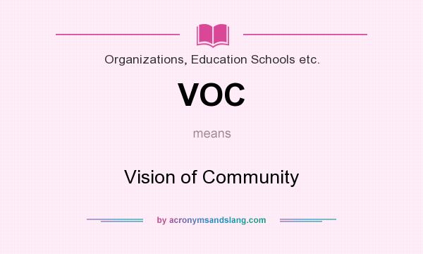 What does VOC mean? It stands for Vision of Community