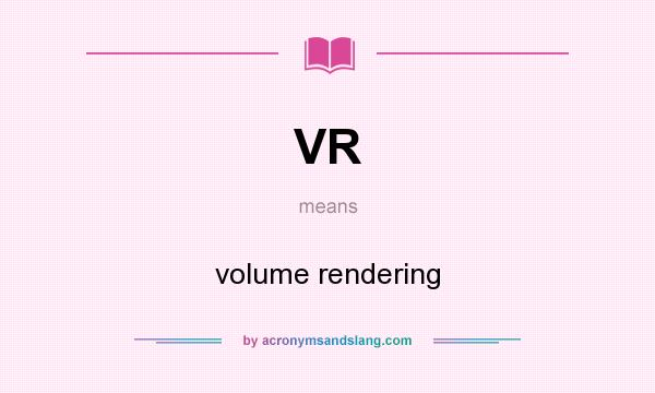 What does VR mean? It stands for volume rendering