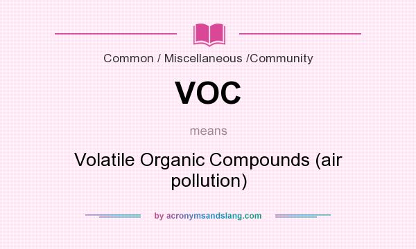 What does VOC mean? It stands for Volatile Organic Compounds (air pollution)