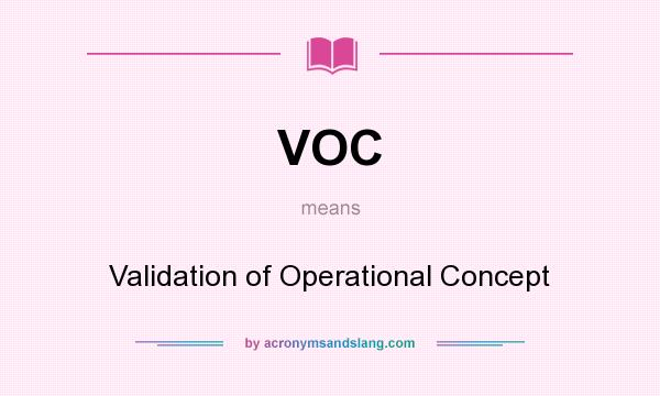 What does VOC mean? It stands for Validation of Operational Concept