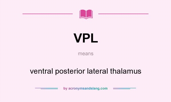What does VPL mean? It stands for ventral posterior lateral thalamus