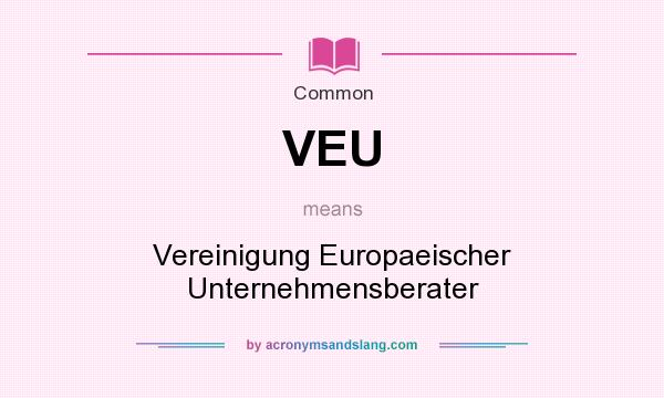 What does VEU mean? It stands for Vereinigung Europaeischer Unternehmensberater