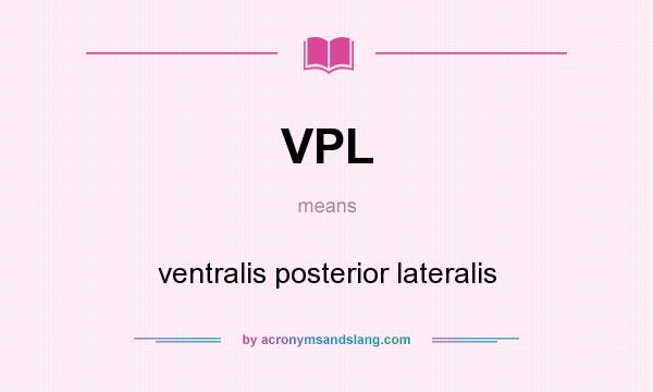 What does VPL mean? It stands for ventralis posterior lateralis