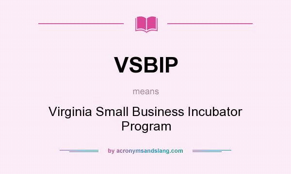 What does VSBIP mean? It stands for Virginia Small Business Incubator Program