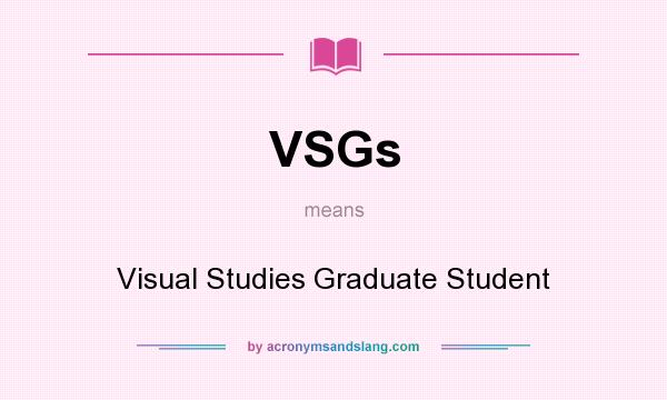What does VSGs mean? It stands for Visual Studies Graduate Student