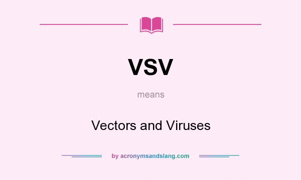 What does VSV mean? It stands for Vectors and Viruses