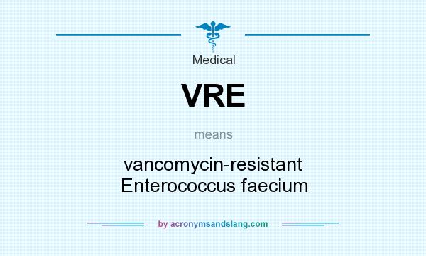 What does VRE mean? It stands for vancomycin-resistant Enterococcus faecium