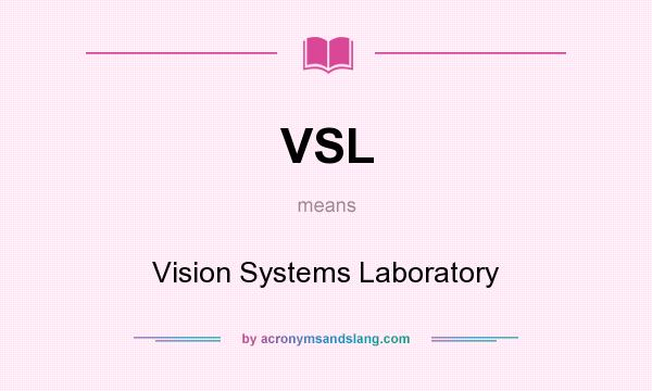 What does VSL mean? It stands for Vision Systems Laboratory