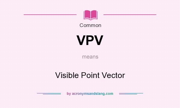 What does VPV mean? It stands for Visible Point Vector