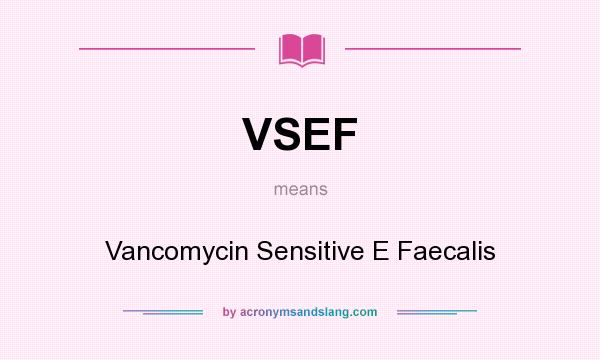What does VSEF mean? It stands for Vancomycin Sensitive E Faecalis