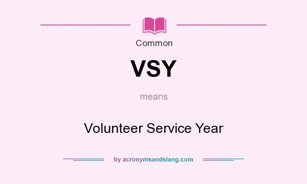 What does VSY mean? It stands for Volunteer Service Year