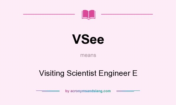 What does VSee mean? It stands for Visiting Scientist Engineer E