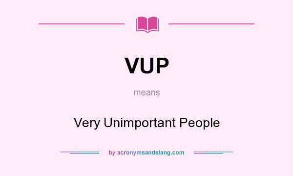 What does VUP mean? It stands for Very Unimportant People