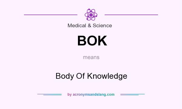 What does BOK mean? It stands for Body Of Knowledge