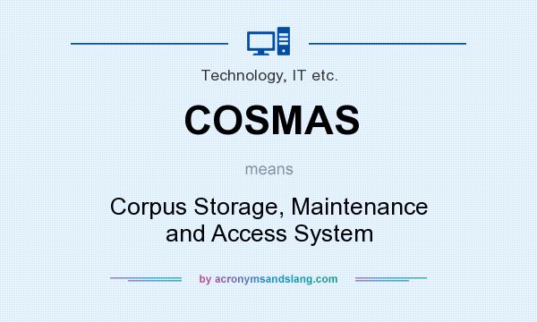 What does COSMAS mean? It stands for Corpus Storage, Maintenance and Access System