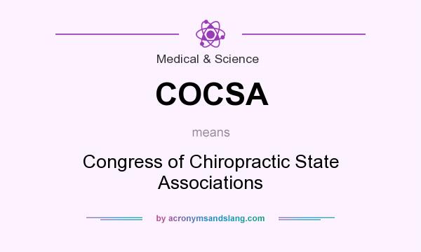 What does COCSA mean? It stands for Congress of Chiropractic State Associations