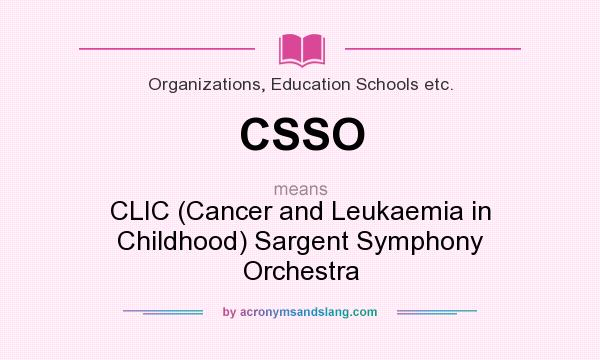 What does CSSO mean? It stands for CLIC (Cancer and Leukaemia in Childhood) Sargent Symphony Orchestra