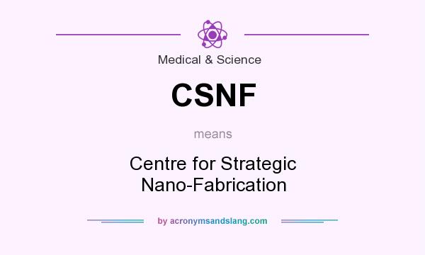What does CSNF mean? It stands for Centre for Strategic Nano-Fabrication