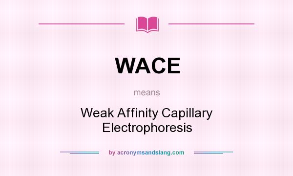 What does WACE mean? It stands for Weak Affinity Capillary Electrophoresis