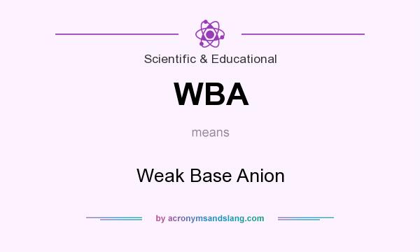 What does WBA mean? It stands for Weak Base Anion