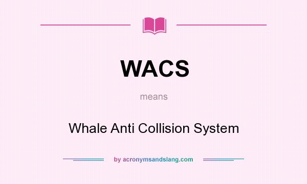 What does WACS mean? It stands for Whale Anti Collision System