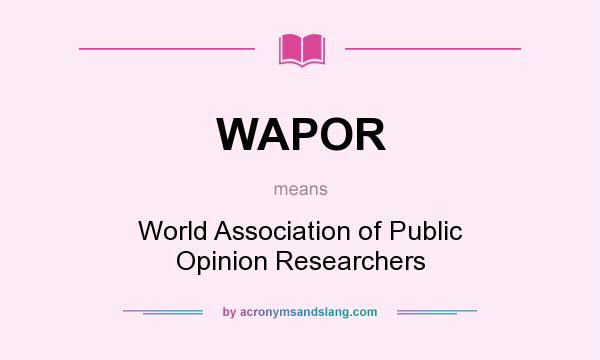 What does WAPOR mean? It stands for World Association of Public Opinion Researchers