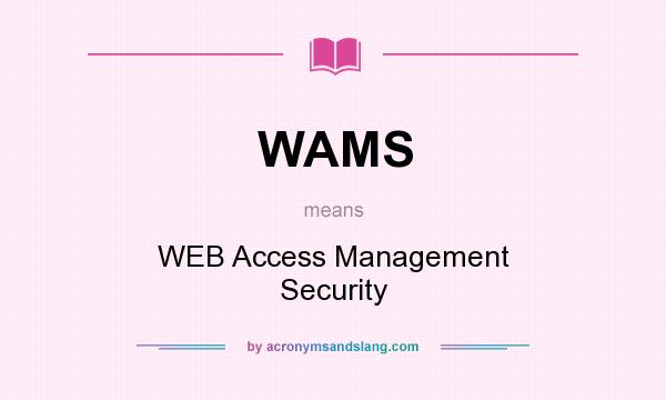 What does WAMS mean? It stands for WEB Access Management Security