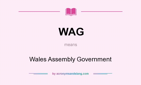 What does WAG mean? It stands for Wales Assembly Government