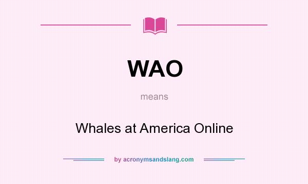What does WAO mean? It stands for Whales at America Online