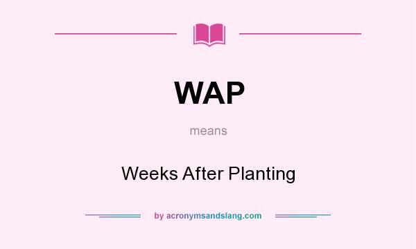 What does WAP mean? It stands for Weeks After Planting