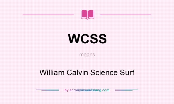 What does WCSS mean? It stands for William Calvin Science Surf